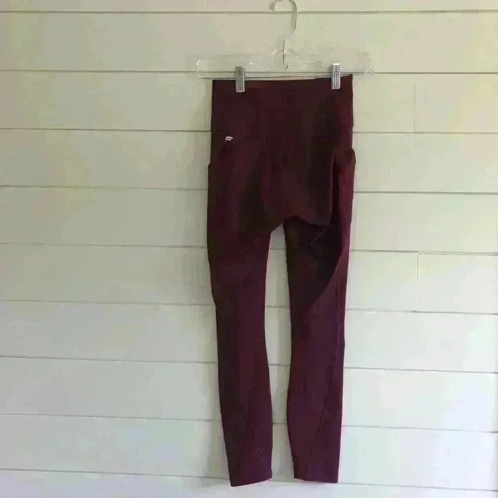 Fabletics Purelux Burgundy Leggings With Pockets Size XXS